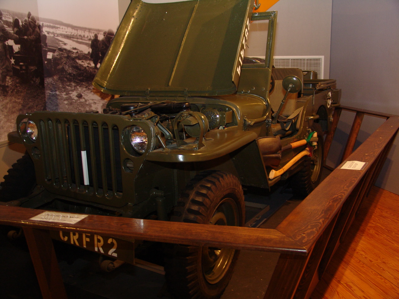 A Jeep on display at the US Army Finance Corps Museum.